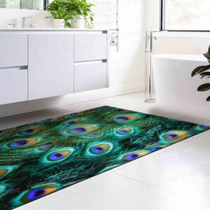 Non Slip Rugs, Colorful Peacock Feather Rug, Feather Rugs, Front Door Rug, Kitchen Rugs, Floor Rugs, Animal Rugs, Feather Rug, Gift Rug, zdjęcie 4