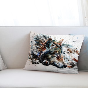 Abract Pillow Case, Animal Cushion Case, Printed Cushion, Wolf Painting Print Cushion Cover, Trendy Cushion Cover, Modern Pillow,