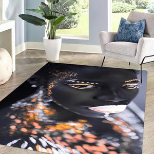 Black Woman Rugs, Black Girl Rug, African Woman Rugs, Modern Rug, Step Rug, Personalized Gifts, Bedroom Rug, Outdoor Rug, Thick Rug,