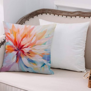 Modern Printed Pillow, Abstract Flower Painting Print Pillow Sham, Abstract Pillow, Botanical Cushion Case, Gift For Him,