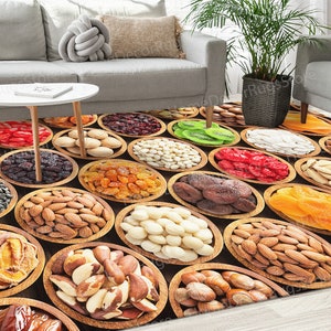 Colorful Foods Rugs, Kitchen Rugs, Spices Rug, Modern Rug, Pet Friendly Rug, Anti-Slip Rug, 3D Printeds Rug, Personalized Gifts, Trendy Rug,