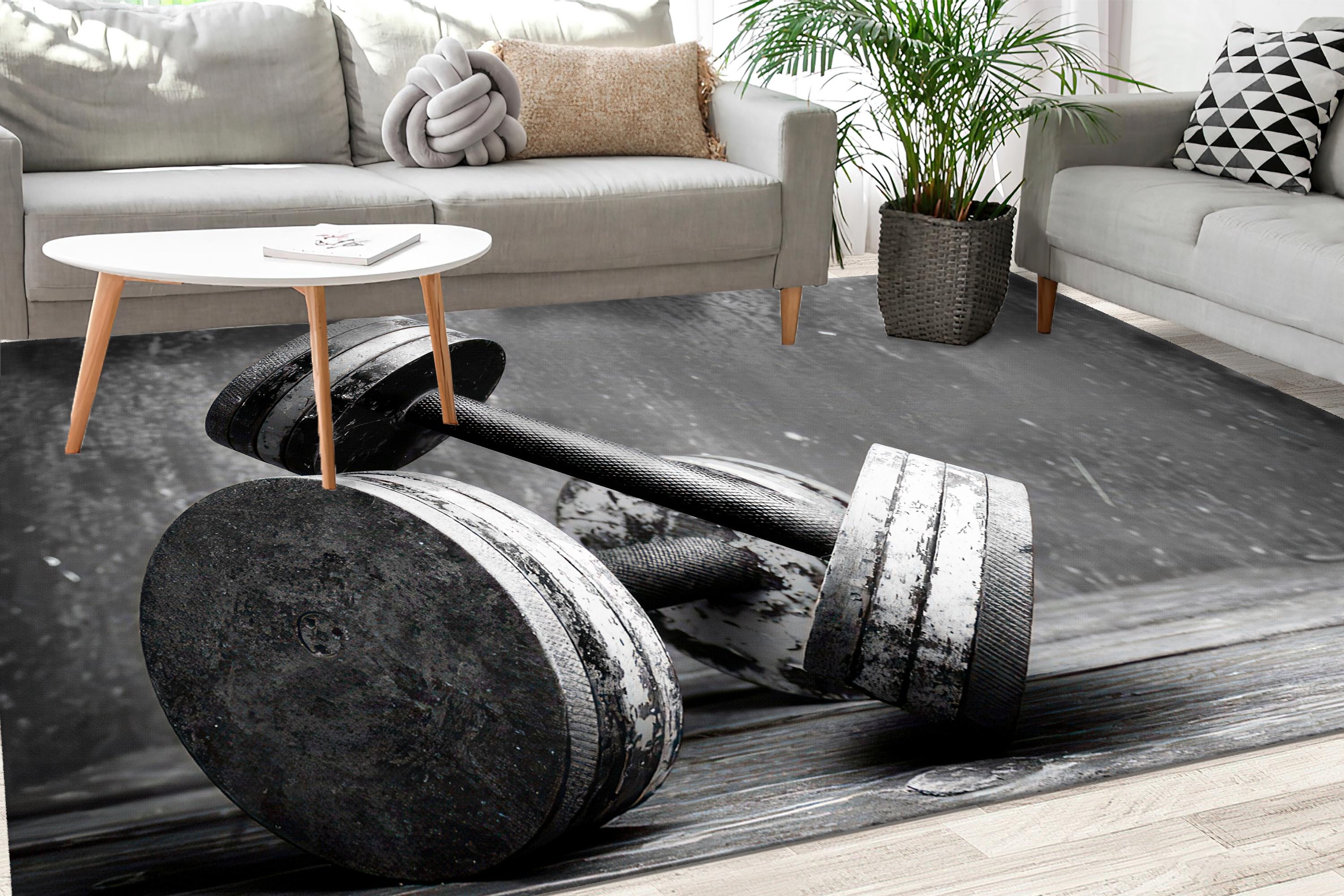 Dumbbells Rug, GYM Rug, Black and White Rugs, Gym Rug, Colorful Rug ...