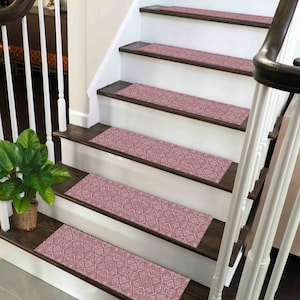 Ethnic Pattern Rug, Dark Pink Rugs, Trendy Rug, Modern Rug, Easy To Clean Rug, Stair Rug, Personalized Rug, Non Slip Stair Rug, Stair Mat,