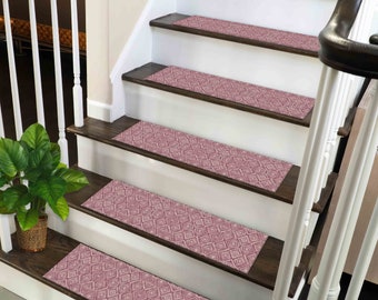 Ethnic Pattern Rug, Dark Pink Rugs, Trendy Rug, Modern Rug, Easy To Clean Rug, Stair Rug, Personalized Rug, Non Slip Stair Rug, Stair Mat,