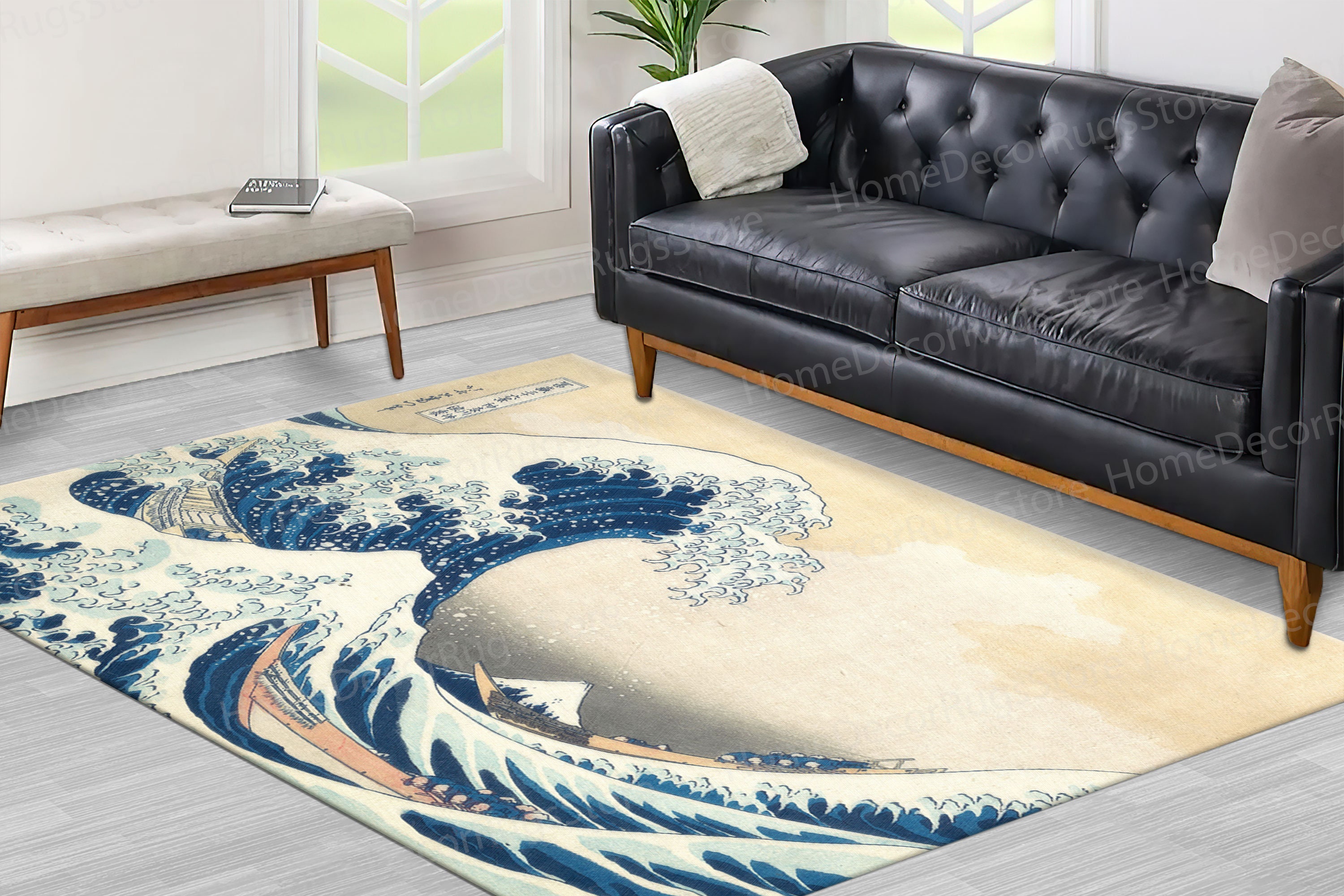 Doormat Washable Non-slip Rug for Hallway Wave Sun Waterproof Easy Clean  Carpet