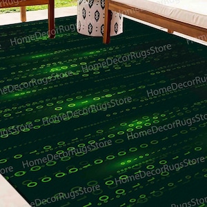Binary Code Rug, Matrix Code Rugs, Software Rug, Modern Rugs, Area Rug, Large Rug, Office Rug, Hallway Rug, Bedroom Rug, Green Rug, imagen 4