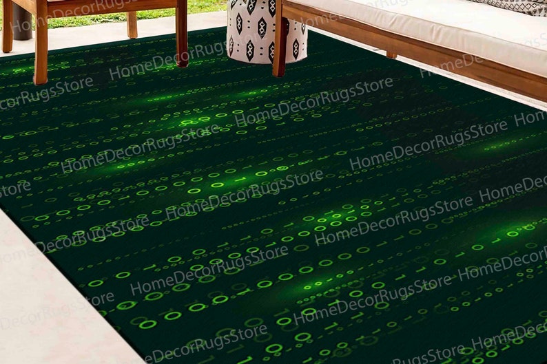 Binary Code Rug, Matrix Code Rugs, Software Rug, Modern Rugs, Area Rug, Large Rug, Office Rug, Hallway Rug, Bedroom Rug, Green Rug, imagen 4