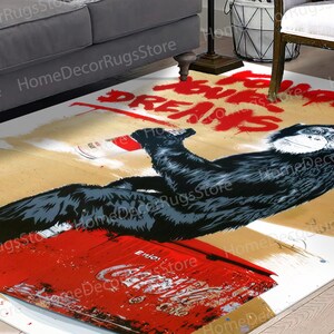 Street Rugs, Cute Rug, Banksy Rug, Corridor Rugs, Thick Rug, Bathroom Rugs, Indoor Rugs, Banksy Monkey Rugs, Monkey Graffiti Rug, Salon Rug,