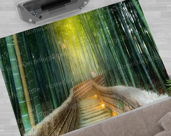 Green Landscape Rugs, Personalized Rugs, Bamboo Landscape Rug, Modern Rug, Personalized Gifts Rugs, Landscape Rugs, Green Rug, Entry Rugs,