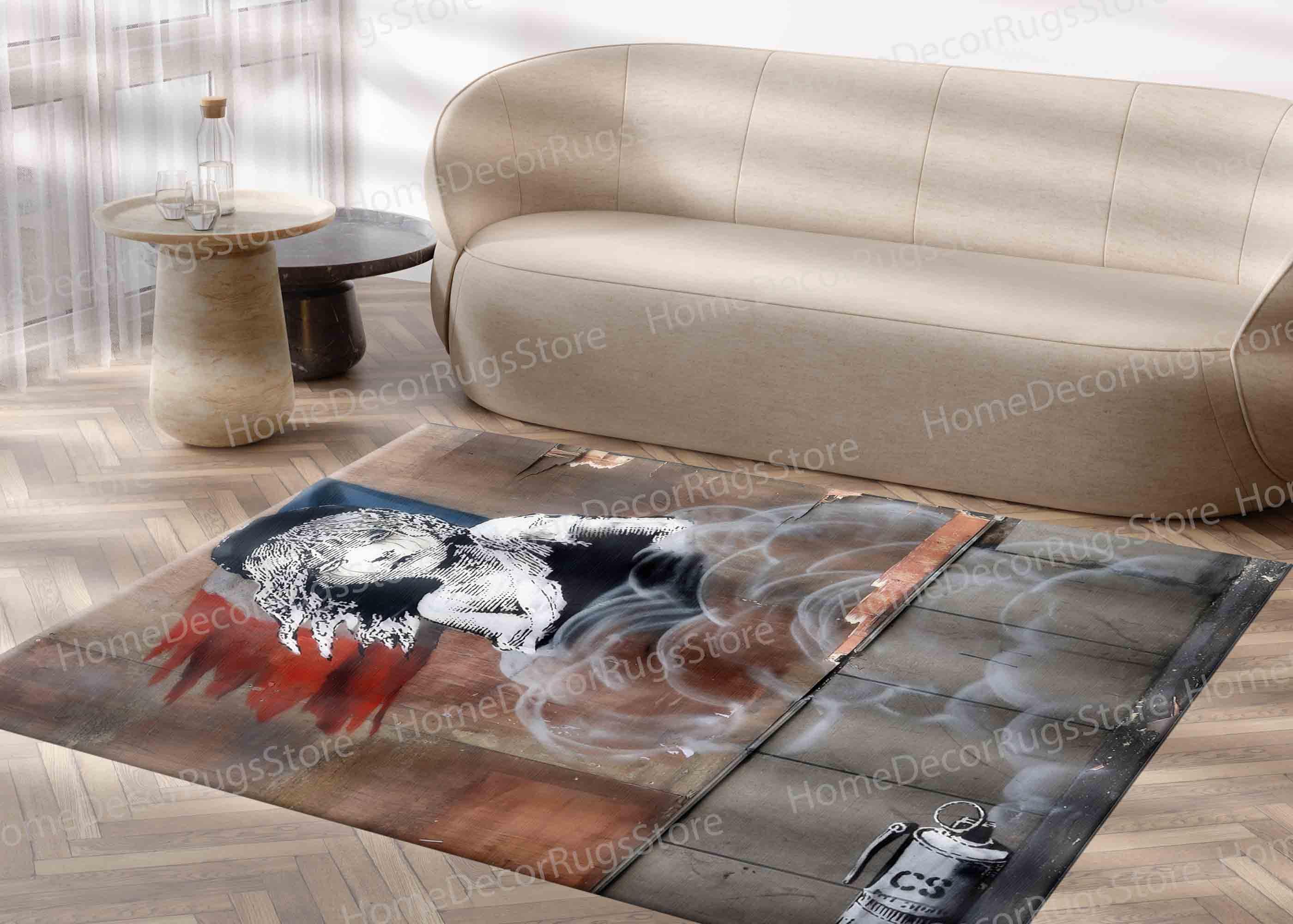 Gas Gas Rug Banksy Graffiti Rug, Step Rug, Banksy the Miserables Rug, Painting Rug ...