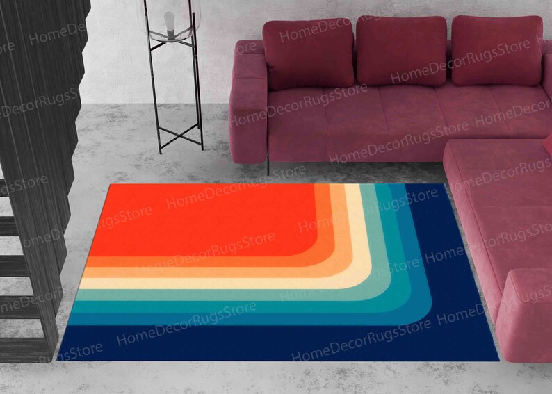 Mid Century Rugs, Accent Rugs, Modern Rug, Modern Pattern Rug, Colorful Rugs, Living Room Rug, Anti-Slip Carpet Rugs, Minimal Rugs, Bild 5