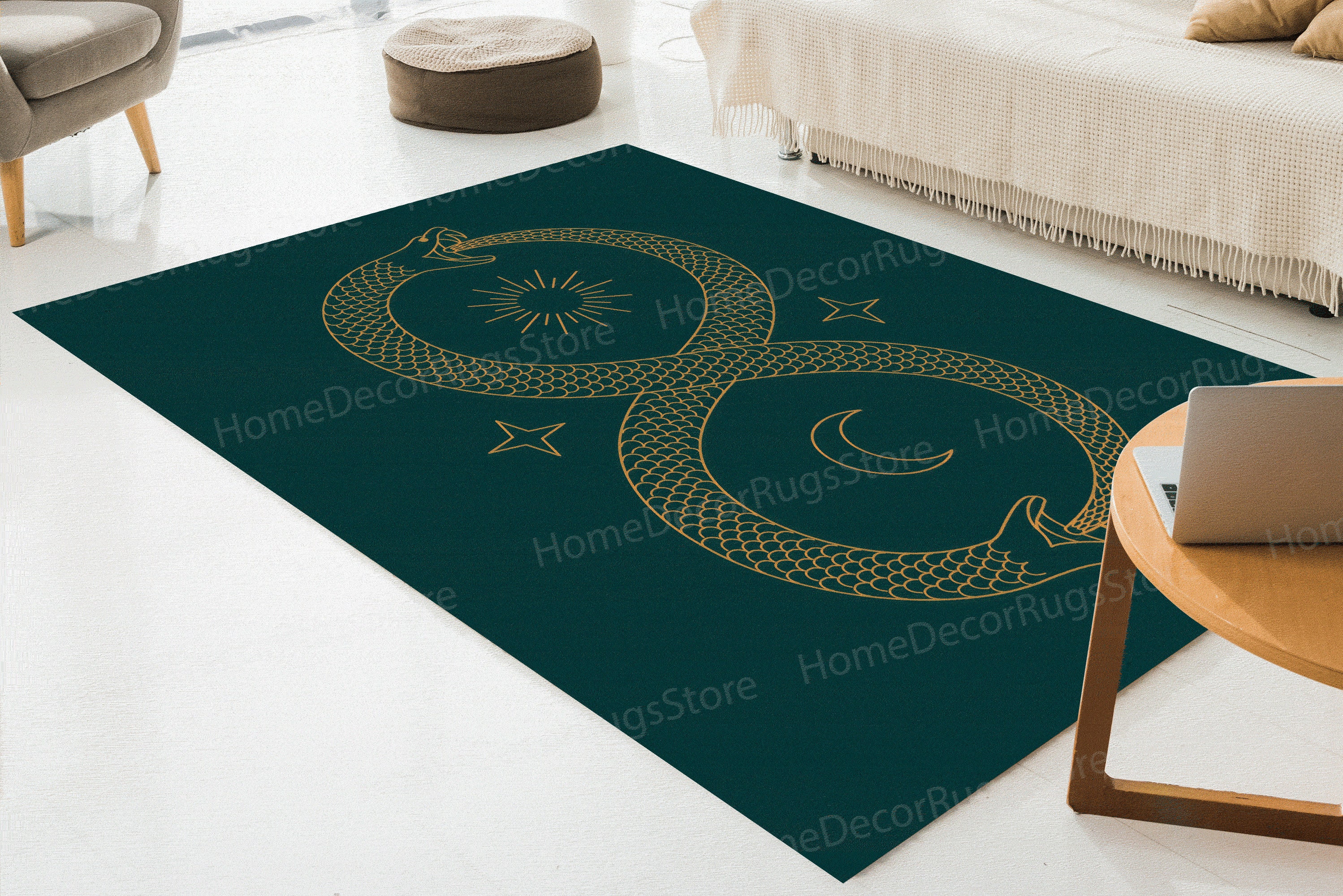 Intinity Rug Ouroboros Rug, Infinity Rug, Snake Rugs, Modern Rug, Non Slip Rug ...