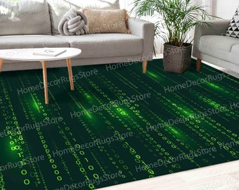 Binary Code Rug, Matrix Code Rugs, Software Rug, Modern Rugs, Area Rug, Large Rug, Office Rug, Hallway Rug, Bedroom Rug, Green Rug,