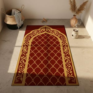 Red Prayer Rugs, Oriental Prayer Niche Rugs, Classic Rug Layout Rug, Muslim Rugs, Round Rug, Large Rug, Gift For The Home, Outdoor Rug,