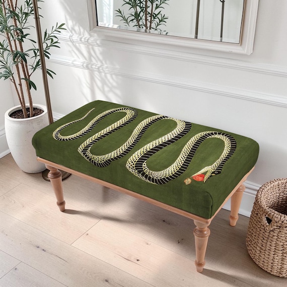 Snake Bench, Luxury Bench, Snake Pattern Bench,  Modern Bench, Piano Bench,  Handmade Furniture, Vanity Pouf Stool, Upholstered Bench,