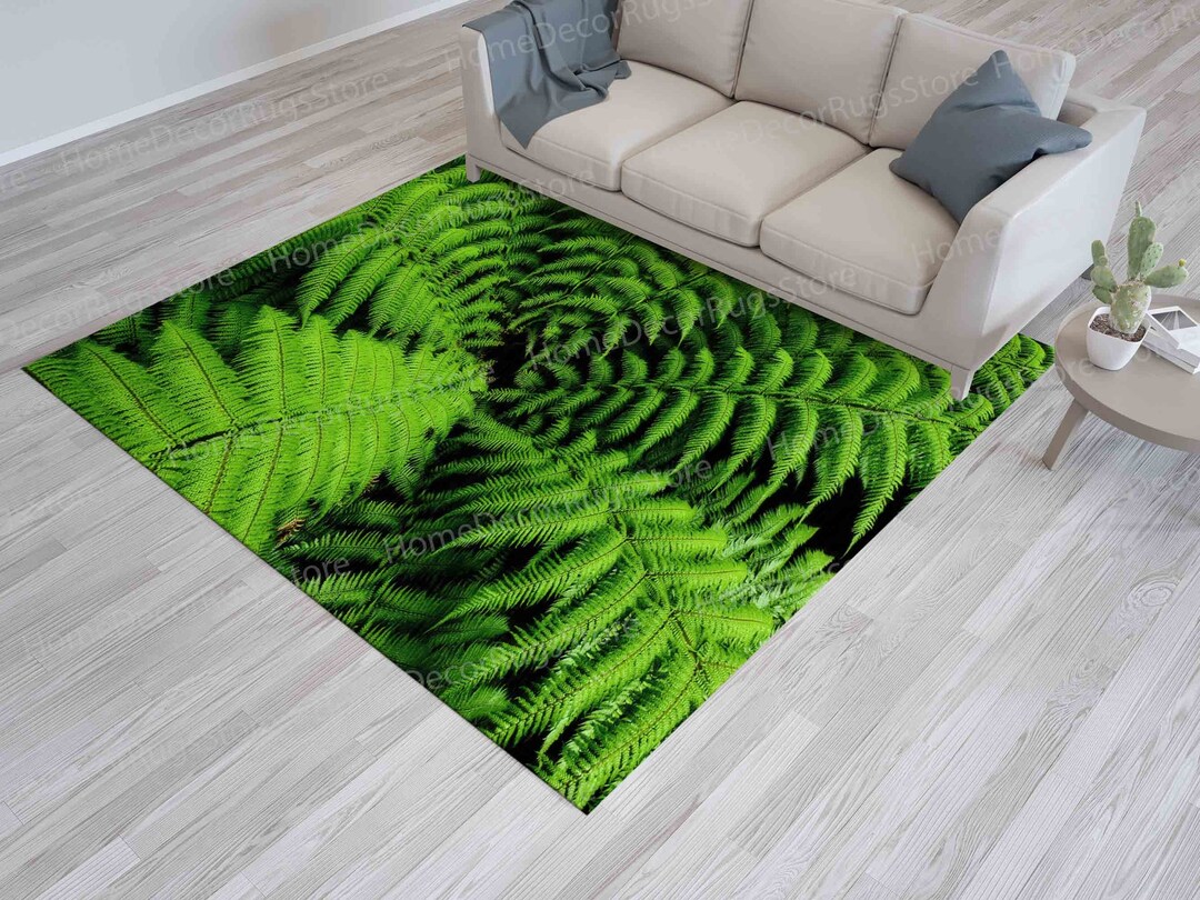 Classic Rug, Botanical Rug, Wedding Rugs, Fern Rug, Flower Rug, Green
