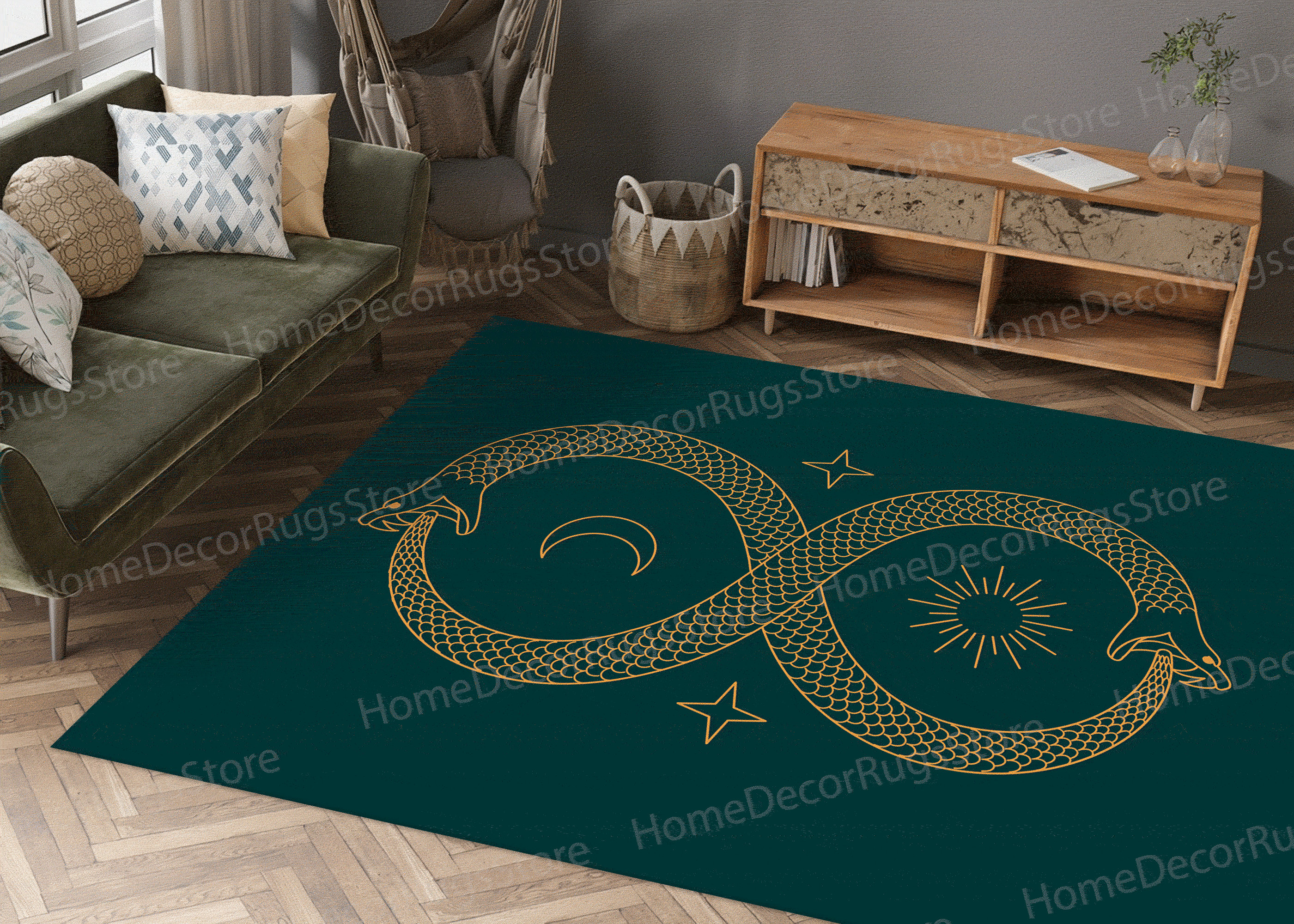 Intinity Rug Ouroboros Rug, Infinity Rug, Snake Rugs, Modern Rug, Non Slip Rug ...