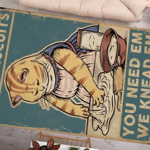Kitty Biscuits Rug, Kitchen Rugs, Chef Rug, Modern Rug, Door Mat, Customs Rug, Gift For The Home, Saloon Rug, Thin Rug, Kitchen Rug,