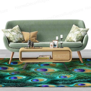 Non Slip Rugs, Colorful Peacock Feather Rug, Feather Rugs, Front Door Rug, Kitchen Rugs, Floor Rugs, Animal Rugs, Feather Rug, Gift Rug, zdjęcie 5