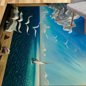 Salvador Dali Book to Birds Rugs, Dali Rugs, Salvador Dali Rugs, Famous Rugs, Gift Rug, Area Rug, Personalized Rug, Cool Rug, Step Rug,