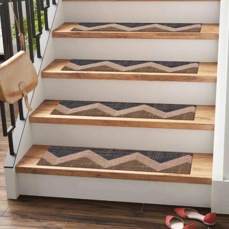 Kilim Design Stair Rug, Ethnic Pattern, Anti-Slip Carpet image 3