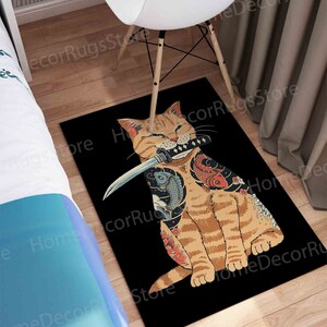 Outdoor Rug, Rugs, Anime Rugs, Salon Decor Rugs, Japanese Rug, Colorful Rug, Kitchen Rug, Modern Rug, Bedroom Rugs, Area Rug, Anime Cat Rug, image 7