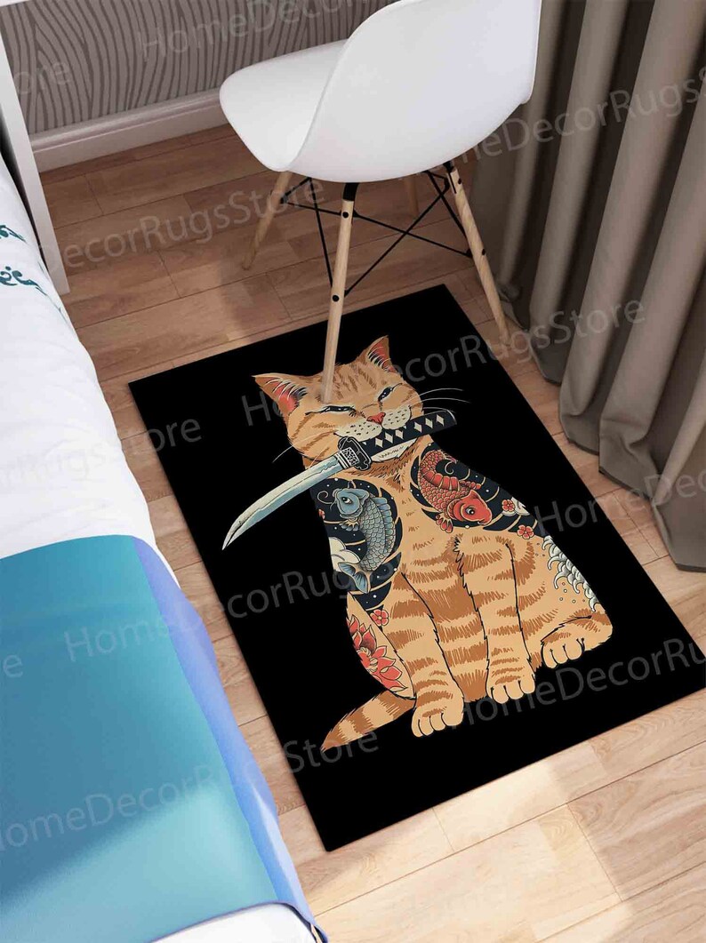 Outdoor Rug, Rugs, Anime Rugs, Salon Decor Rugs, Japanese Rug, Colorful Rug, Kitchen Rug, Modern Rug, Bedroom Rugs, Area Rug, Anime Cat Rug, image 7