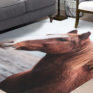 Home Decor Rug, Office Decor Rug, Small Rug, Personalized Gifts, Farmhouse Rugs, Wild Horse Rug, Animal Rugs, Pattern Rug, Bedroom Rug,