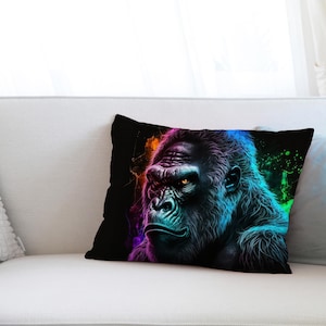 Housewarming Gift, Animal Pillow Sham, Abstract Pillow Case, Gorilla Pillow Sham, Play Room Pillow Sham, Pillow Cover, Printed Cushion,