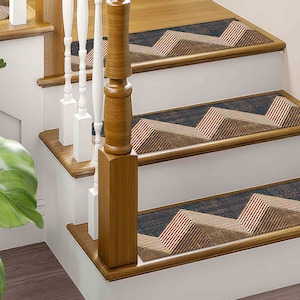 Kilim Design Stair Rug, Ethnic Pattern, Anti-Slip Carpet image 4
