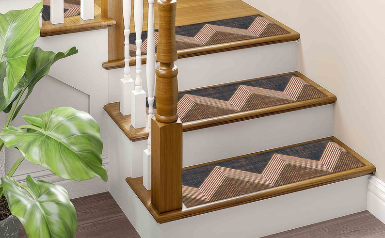 Kilim Design Stair Rug, Ethnic Pattern, Anti-Slip Carpet image 4