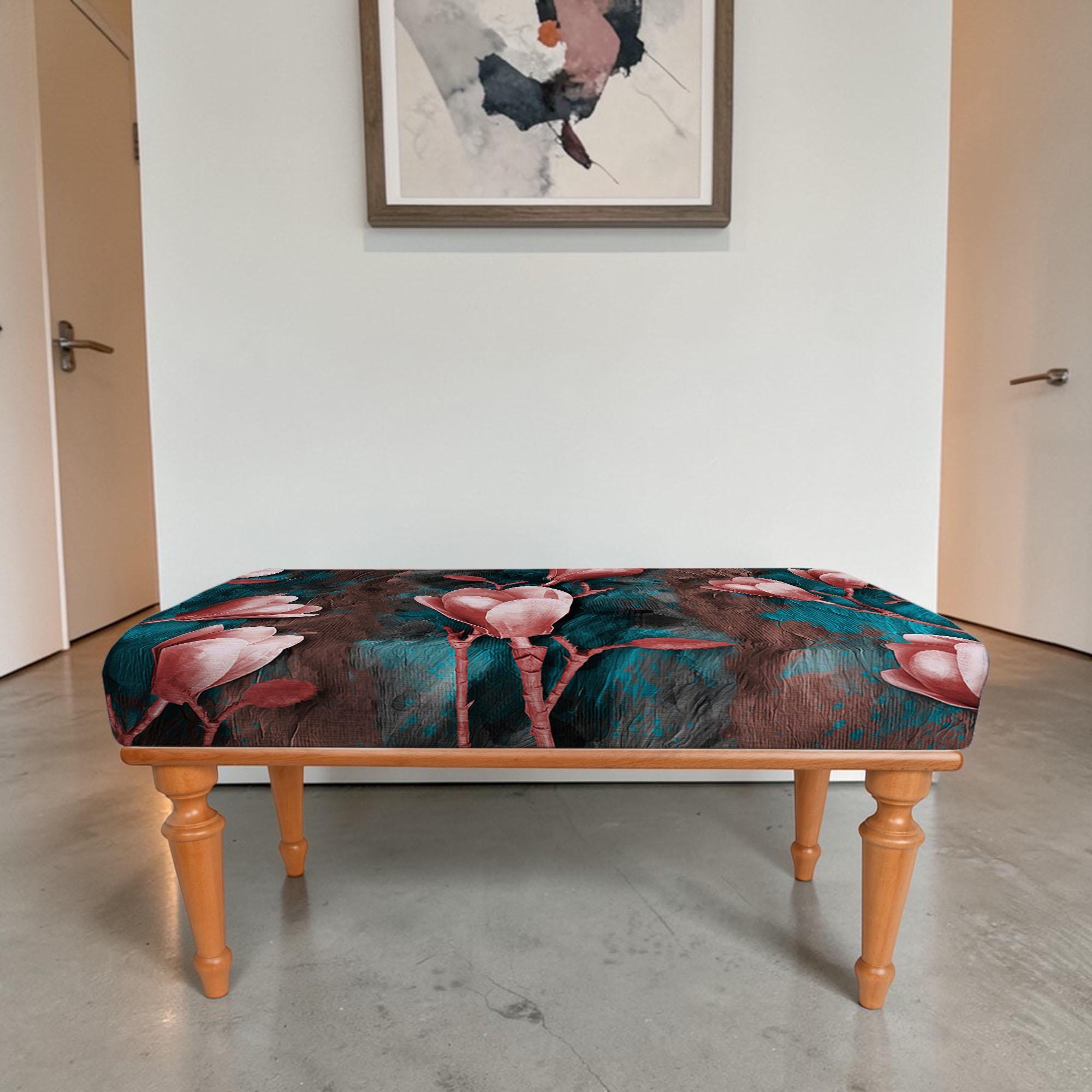 Triangle Bench Withflower Floral Pattern Bench, Kitchen Furniture, Living Room Bench, Flower ...