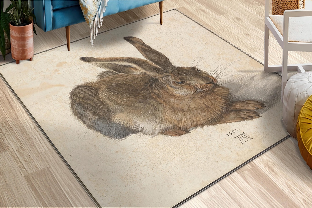 Rabbit Rug, Printed Carpet, Customizable Rug, Non Slip, Washable, Cute ...
