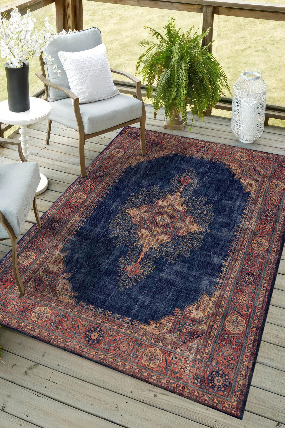 Green/blue Rust Rug Navy Blue Rust Digital Print Rug, Persian Medallion Floor Mat 4x6 ...