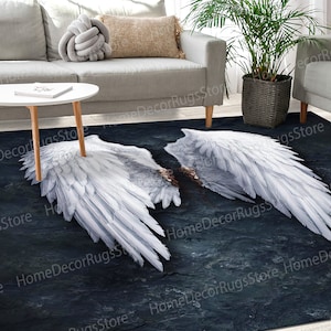 Banksy Rug, Banksy White Wings Rugs, White Wings Rug, Front Door Rug, Abstract Rug, Large Rugs, Anti-Slip Carpet Rugs, Decorative Rug,