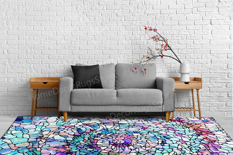 Stained Glass Rug Design Stained Glass Effect Rug, Modern Rugs, Salon Rug, Housewarming Gift Rug ...