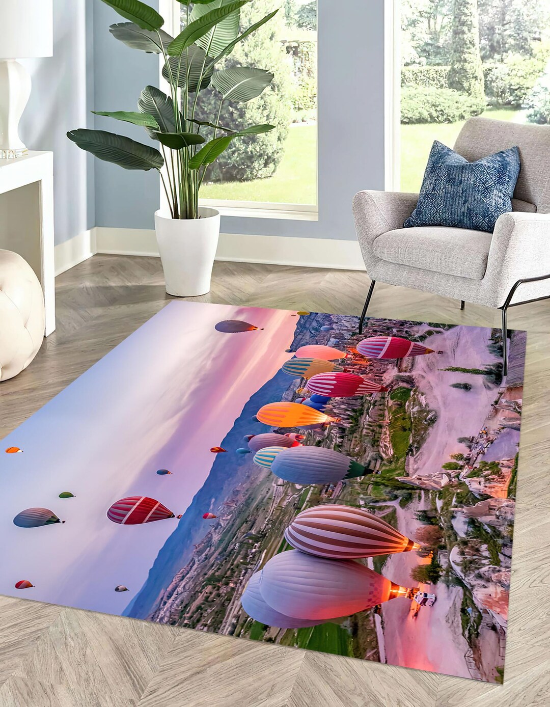 Air Upnfaze Rug Sunrise at Cappadocia Rug, Cappadocia Rug, Air Balloon Rugs, Landscape ...