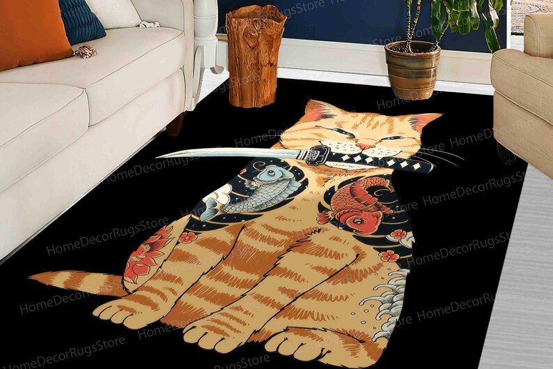 Outdoor Rug, Rugs, Anime Rugs, Salon Decor Rugs, Japanese Rug, Colorful Rug, Kitchen Rug, Modern Rug, Bedroom Rugs, Area Rug, Anime Cat Rug, image 5