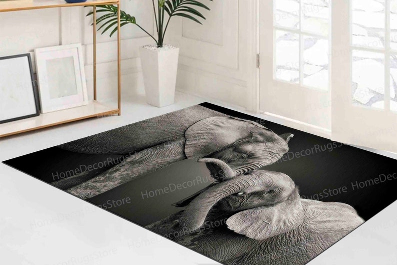 Thin Rug, Pattern Rugs, Luxury Rug, Safari Rug, Animal Rug, Elephants Love Rug, Door Mat Rug, Soft Rug, Custom Rugs, Home Decor Rugs, image 2