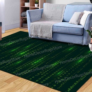 Binary Code Rug, Matrix Code Rugs, Software Rug, Modern Rugs, Area Rug, Large Rug, Office Rug, Hallway Rug, Bedroom Rug, Green Rug, imagen 2