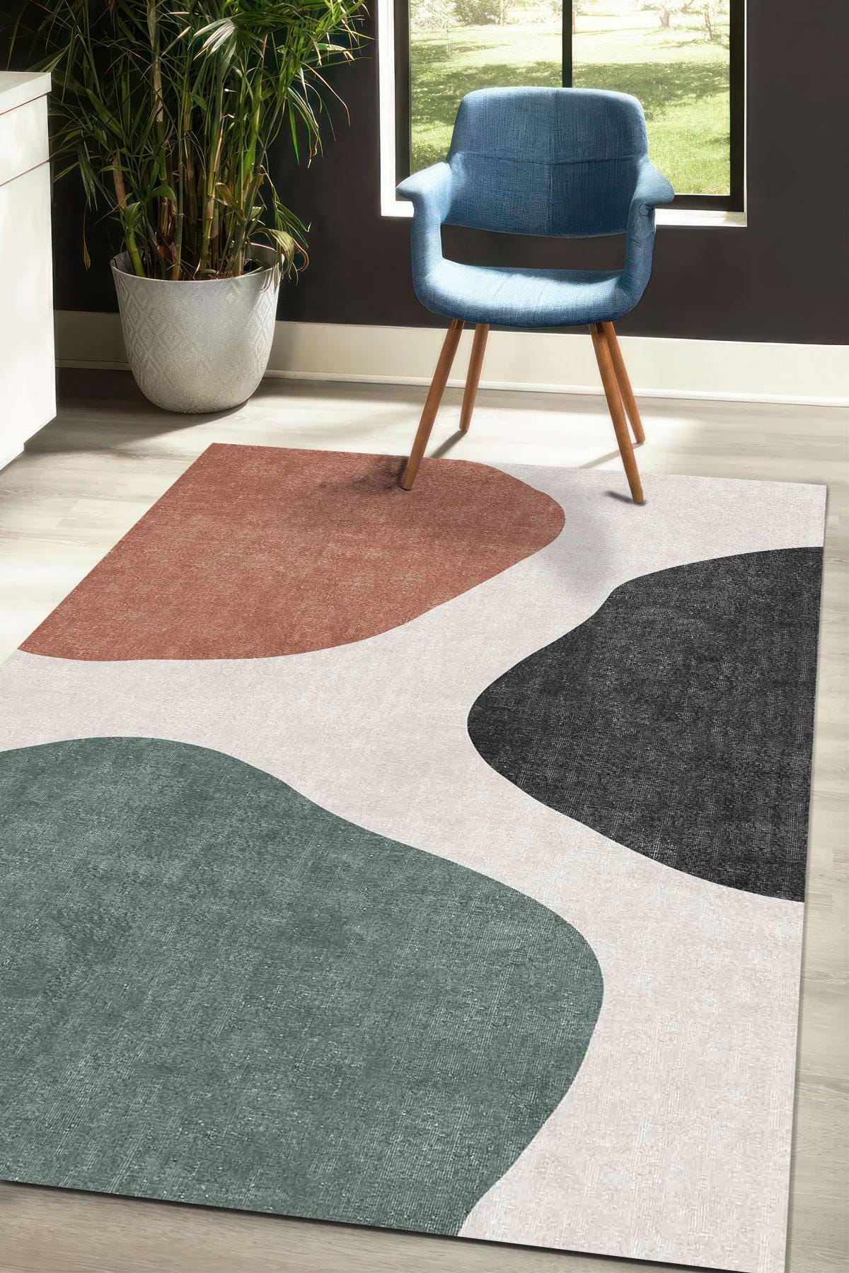 Digital Print Rug Designs Sage Green Terracotta Digital Print Rug, Abstract Modern Floor Mat 5x8 ...