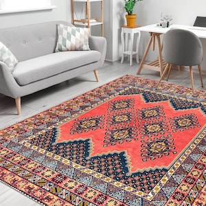 Vintage Design Rugs, Red Rug, Blue Rugs, Luxury Rugs, Turkish Rug, Kitchen Rug, Hallway Rug, Classic Rug, Cool Rug, Gift Rug,