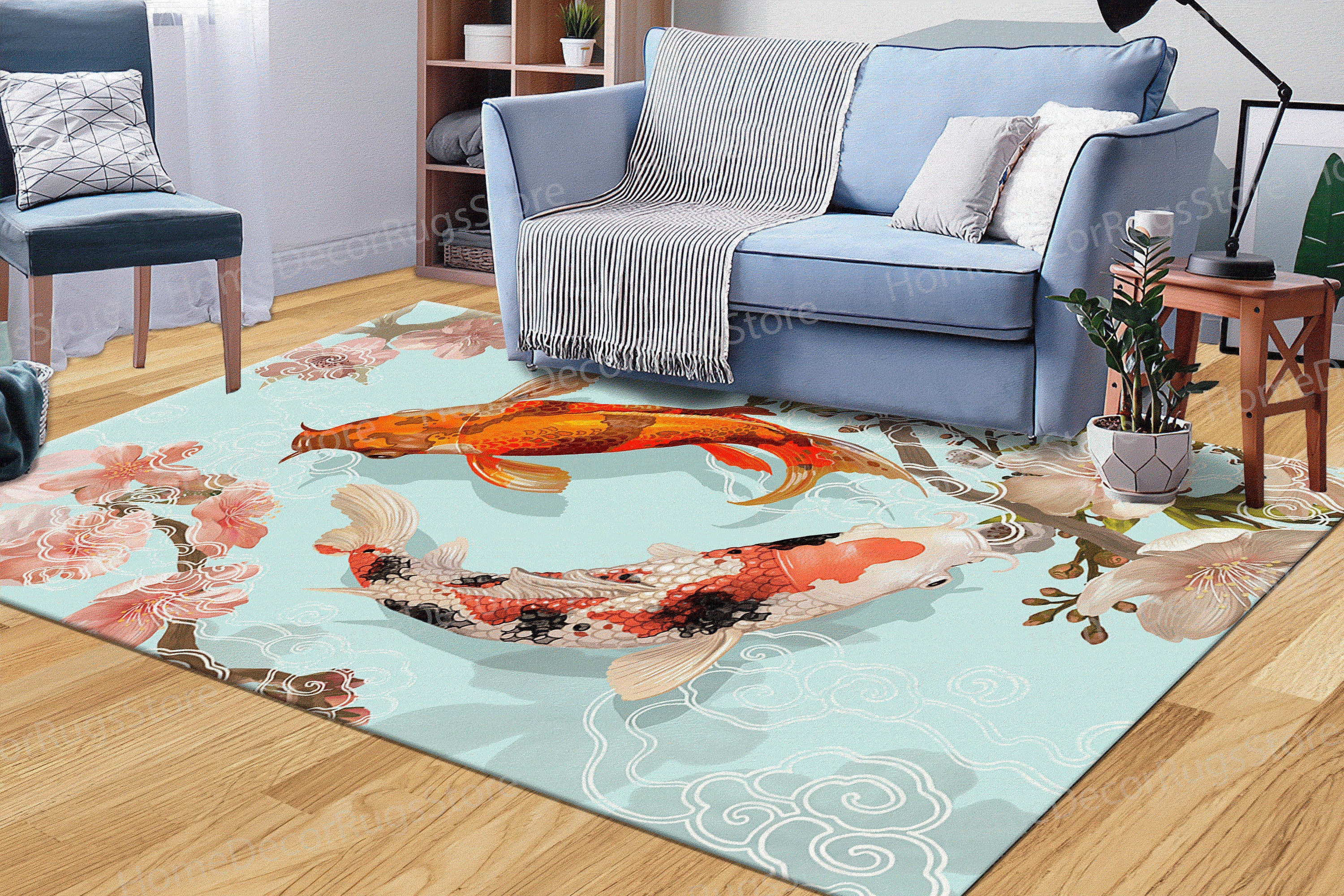 Fish Rug By Rugables Japanese Koi Fish Rug, Modern Rugs, Japanese Rugs, Animal Rug, Saloon ...