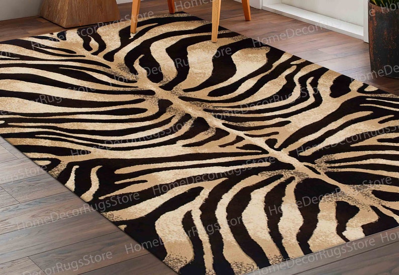 Zebra Rug, Zebra Pattern Rug, Abstract Rug, Modern Rugs, Luxury Rug, Gift For Him, Gift For The Home, Door Mat, Salon Decor Rug, Home Decor, image 4