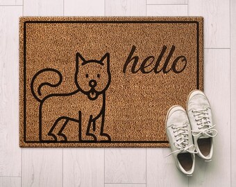 Felpudo Hello, Felpudo de fibra de coco, Felpudo Coco, Decoración del hogar, Felpudo de bienvenida, Felpudo de entrada, Felpudo personalizado, Felpudo para la puerta principal, Felpudo para el umbral,