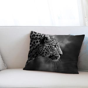Black and White Pillow Sham, Gift For Her, Wild Animal Printed Pillow, Home Decor, Leopard Cushion, Animal Printed Pillow, Pillow Cover,