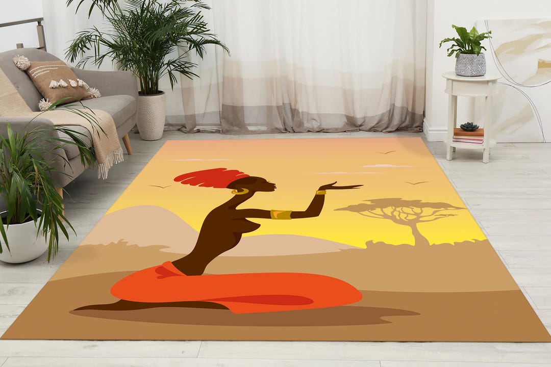 Lady Rugs African Woman Rugs, Woman Rug, Black Woman Rugs, Ethnic Rug, Bathroom ...