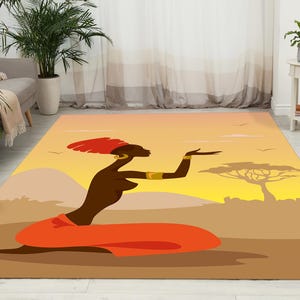 African Woman Rugs, Woman Rug, Black Woman Rugs, Ethnic Rug, Bathroom Rug, Outdoor Rug, Anti-Slip Carpet, Runner Rug, Bridesmaid Gift,