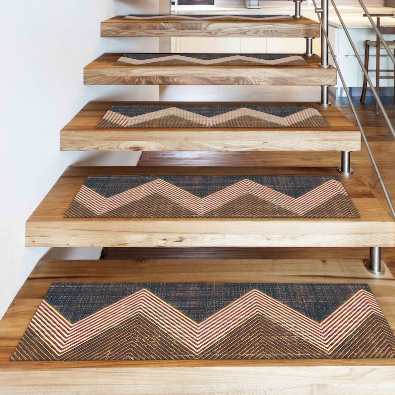 Kilim Design Stair Rug, Ethnic Pattern, Anti-Slip Carpet image 7