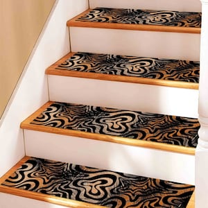 Step Rug, Orange Rug, Abstract Rugs, Modern Rug, Anti-Slip Carpet, Stair Treads Rug, Easy To Clean Rug, Stair Decor Rug, Personalized Rug,